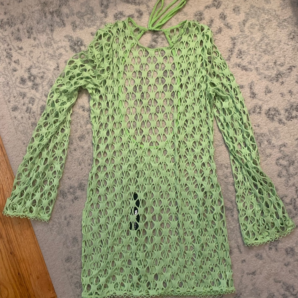 Fashion Nova Lime Crochet Coverup